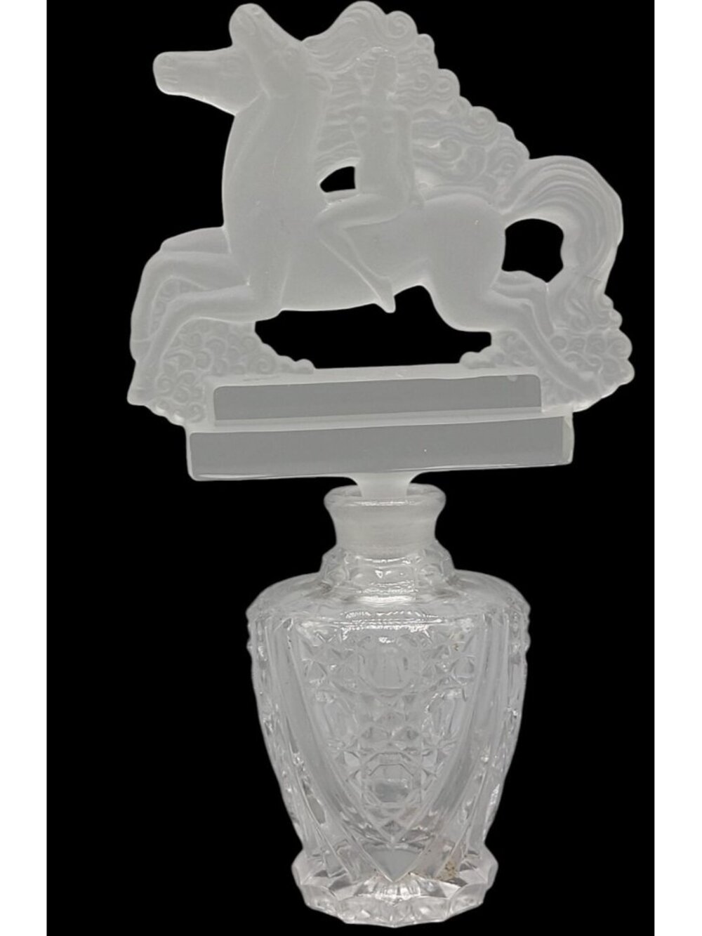 Lady Godiva Crystal Perfume Bottle Czechoslovakia Nude Horseback Stopper 1930s - Picture 1 of 16